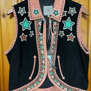 Double D Ranchwear Song of the West Vest Black  NWT